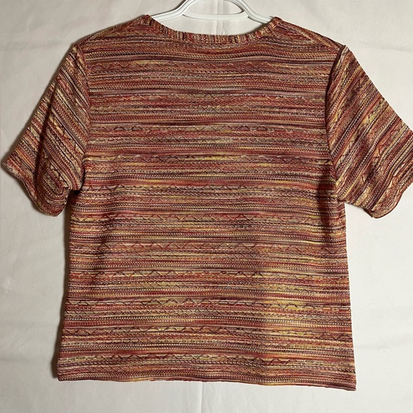 Vintage Earthy Striped Knit Twin Set | Petite Small Cropped Cardigan & Top - Picture 5 of 7